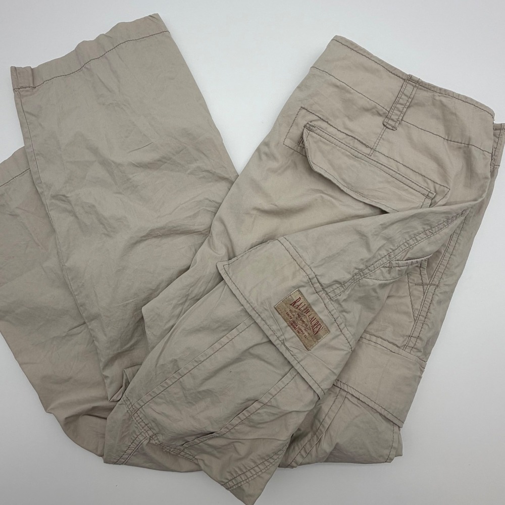 Polo Jeans Co Ralph Lauren Mens Cargo Pants 38x30 Tan Khaki Cotton Utility Work